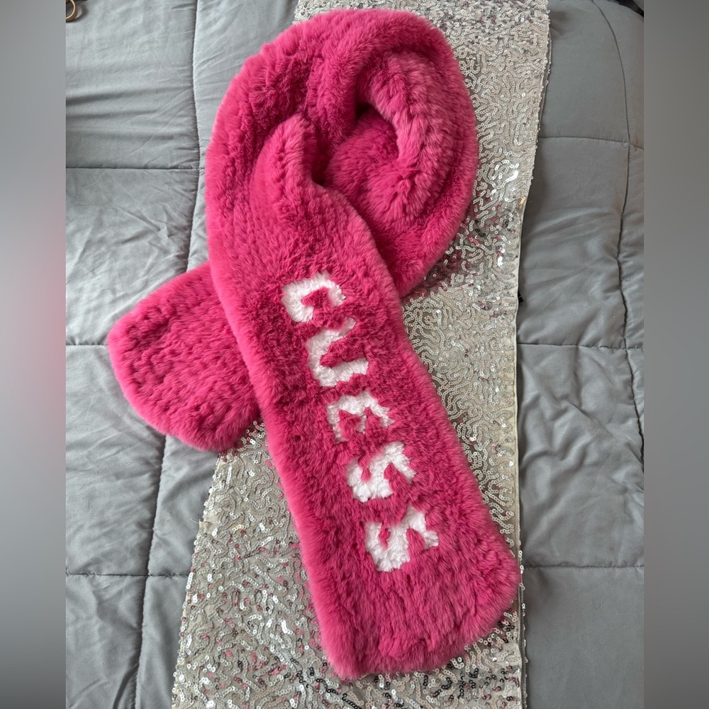 Guess Hot Pink Faux Fur Scarf